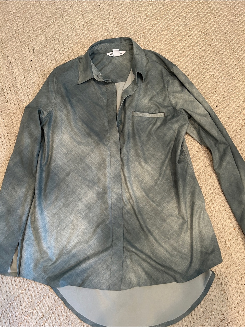 Slate Green Long-Sleeve Button Front Shirt Jacket